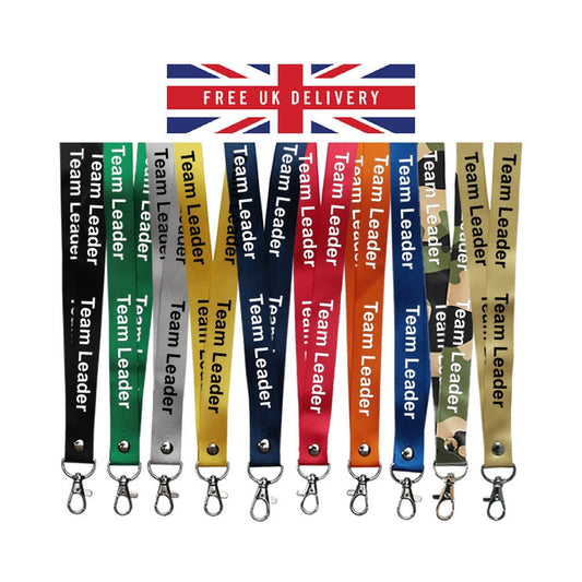 Team Leader printed Lanyard neck strap, ID HOLDER Safety Breakaway Clip UK Stock Group leader