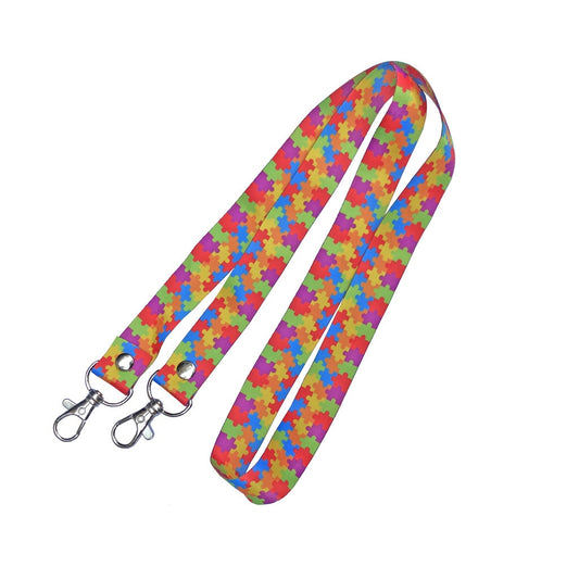 Autism Awareness DOUBLE CLIP Lanyard neck strap, ID holder Jigsaw puzzle