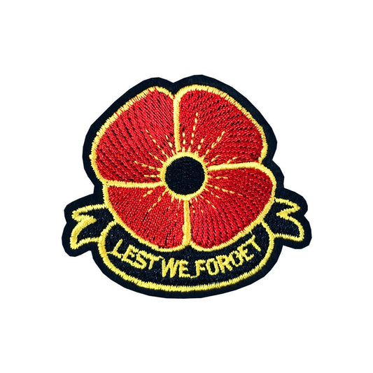 Poppy Embroidery Patch Iron on or Sew on Embroidered Motif Transfer lest we forget applique