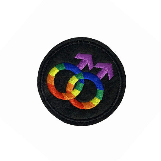 Double Mars iron on sew on embroidered patch motif LGBT gay pride