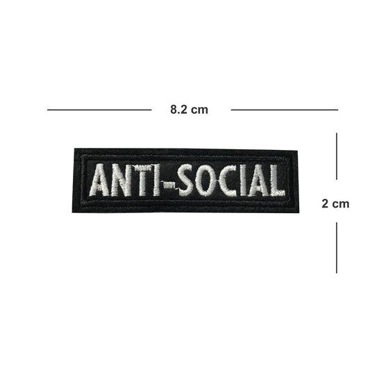 Anti Social iron on sew on embroidered patch motif