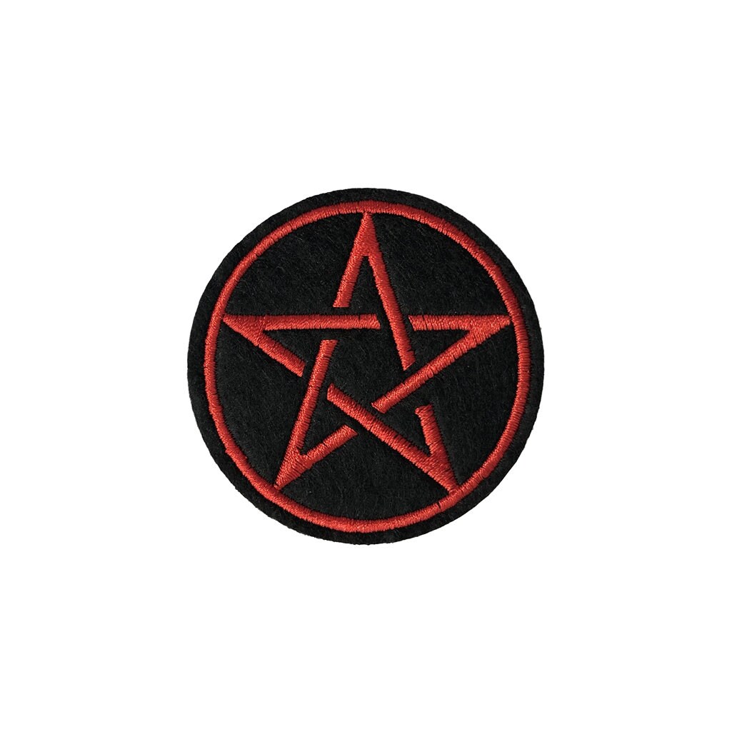 PENTAGRAM iron on sew on embroidered patch motif Pagan wicca circle