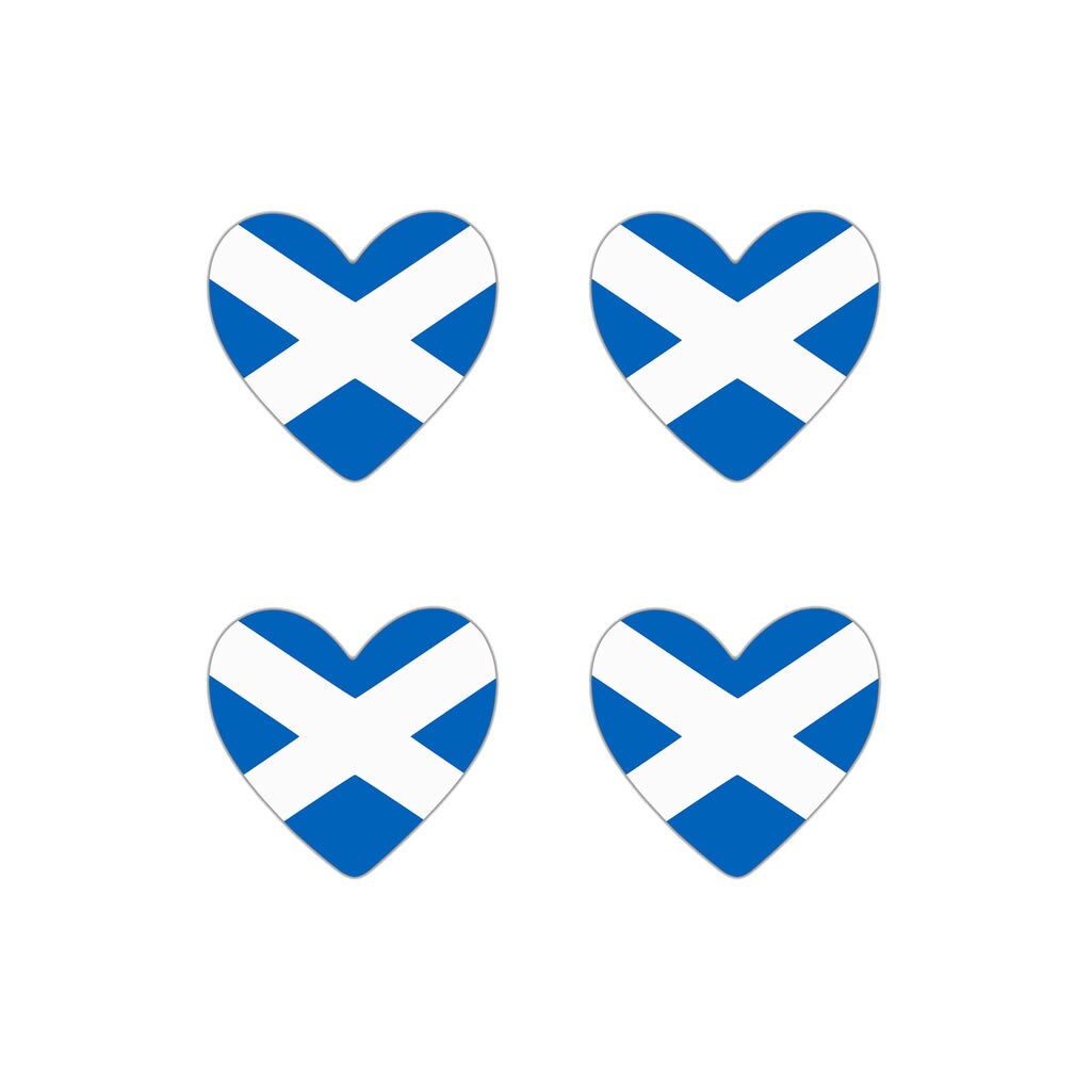4 x Scotland Flag Heart Iron on screen print Transfers for Fabrics Scottish Flag