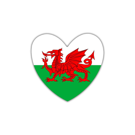 Wales Flag Heart Iron on screen print Transfers for Fabrics Welsh Flag