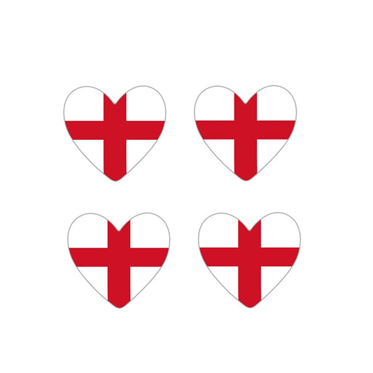 4 x England Flag Heart Iron on screen print Transfers for Fabrics English Flag