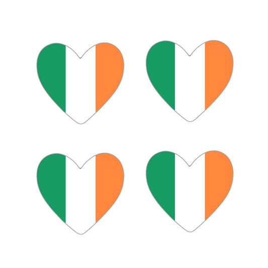 4 x Irish Flag Heart Iron on screen print Transfers for Fabrics ireland Flag