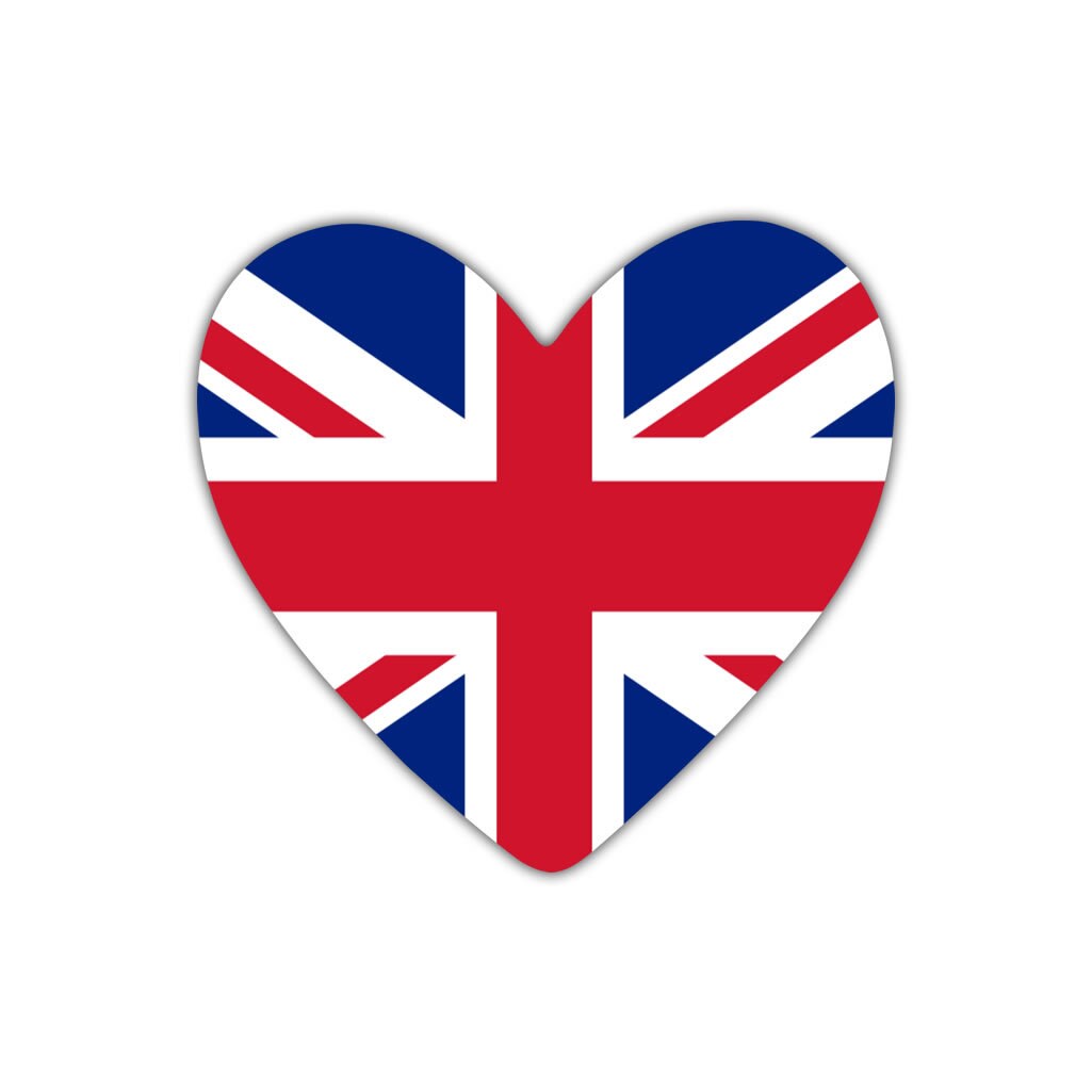 UK Flag Heart Iron on screen print Transfers for Fabrics UNITED KINGDOM Team Flag union jack