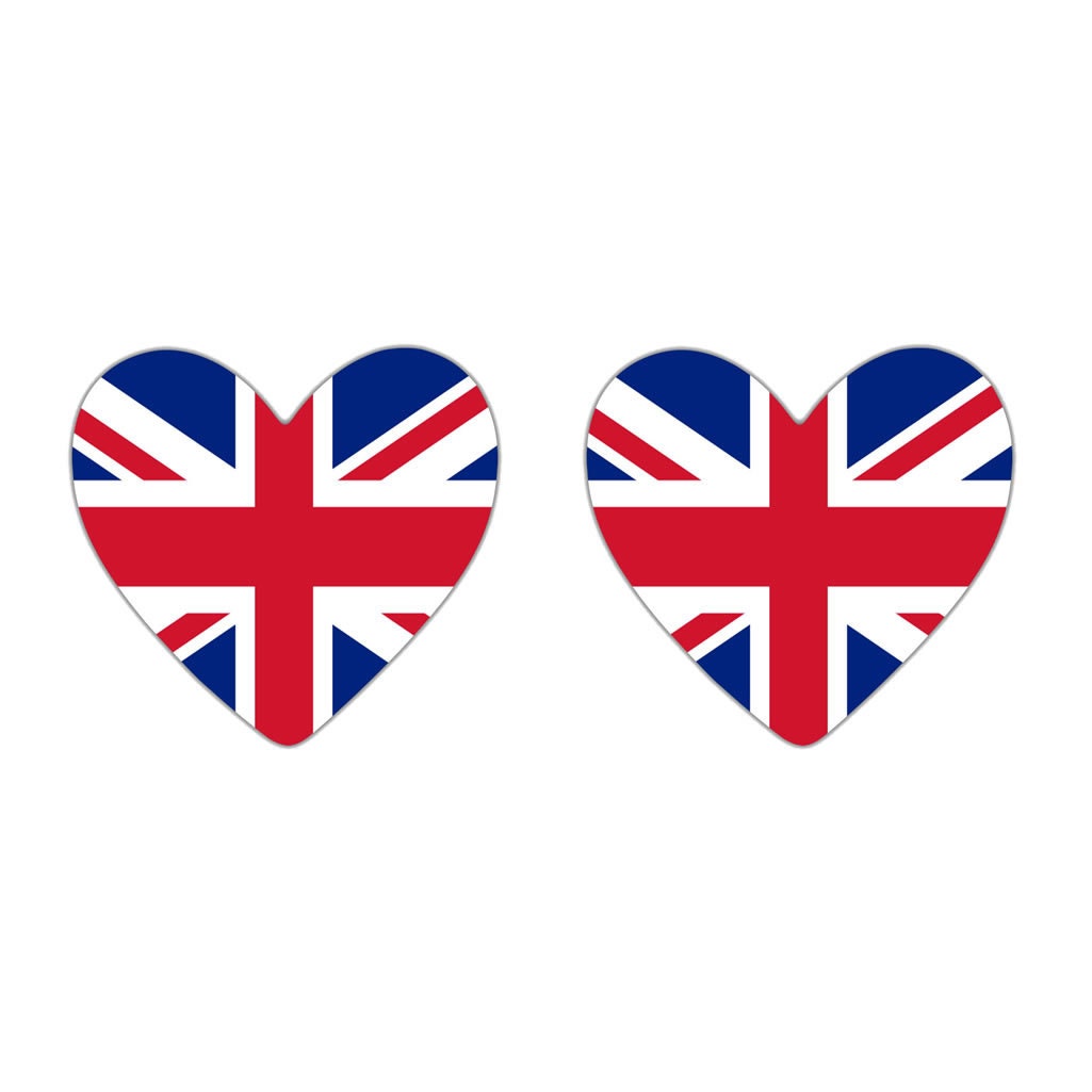 Set of 2 x UK HEART Flag Temporary Tattoo United Kingdom union jack GB Team