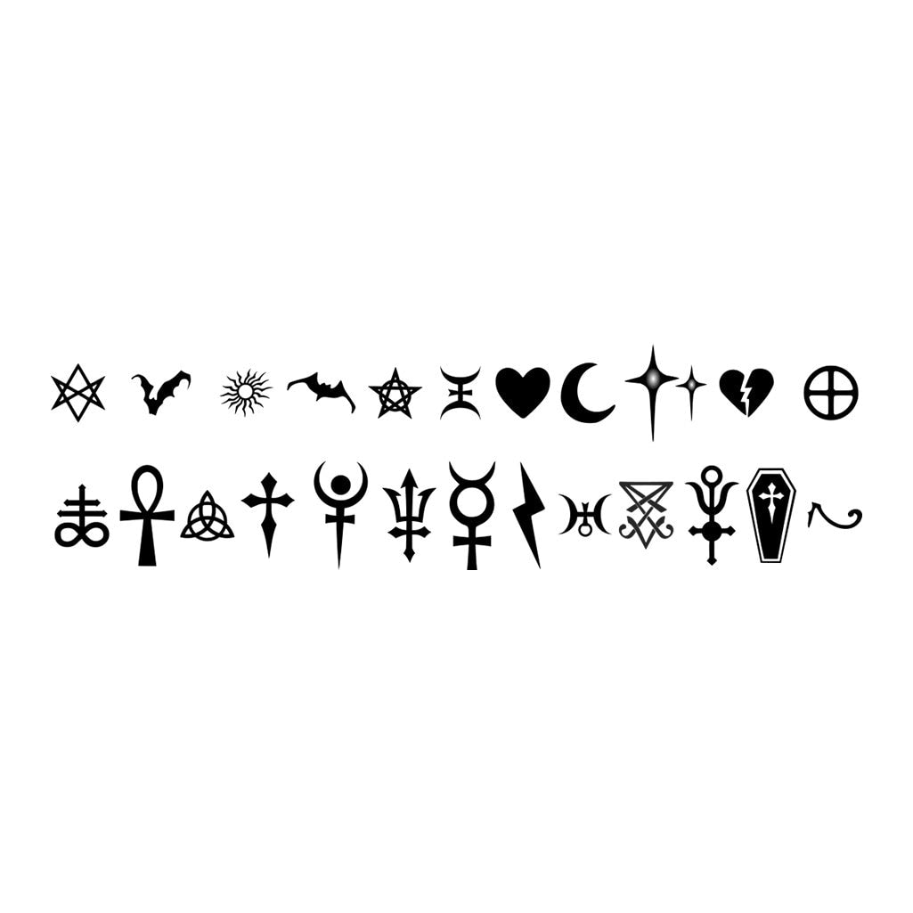 25 x Goth symbols Temporary Tattoo Lasts 1 week Gothic Signs lucifer d ...