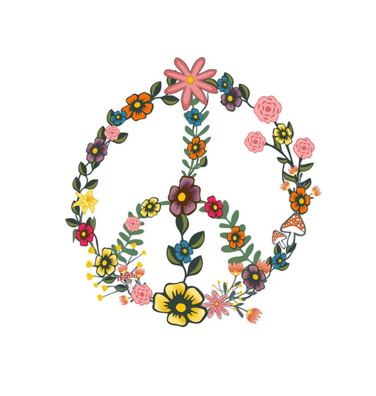 Floral Peace Temporary Tattoo Lasts 1 week hippie love harmony happiness flower