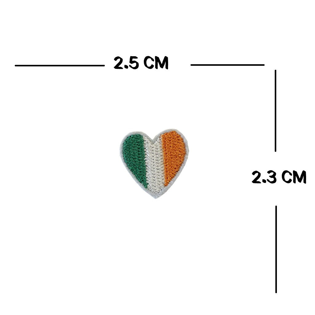 2 X Irish Flag Heart Embroidery Patch Iron on or Sew on ireland St patrick's Day