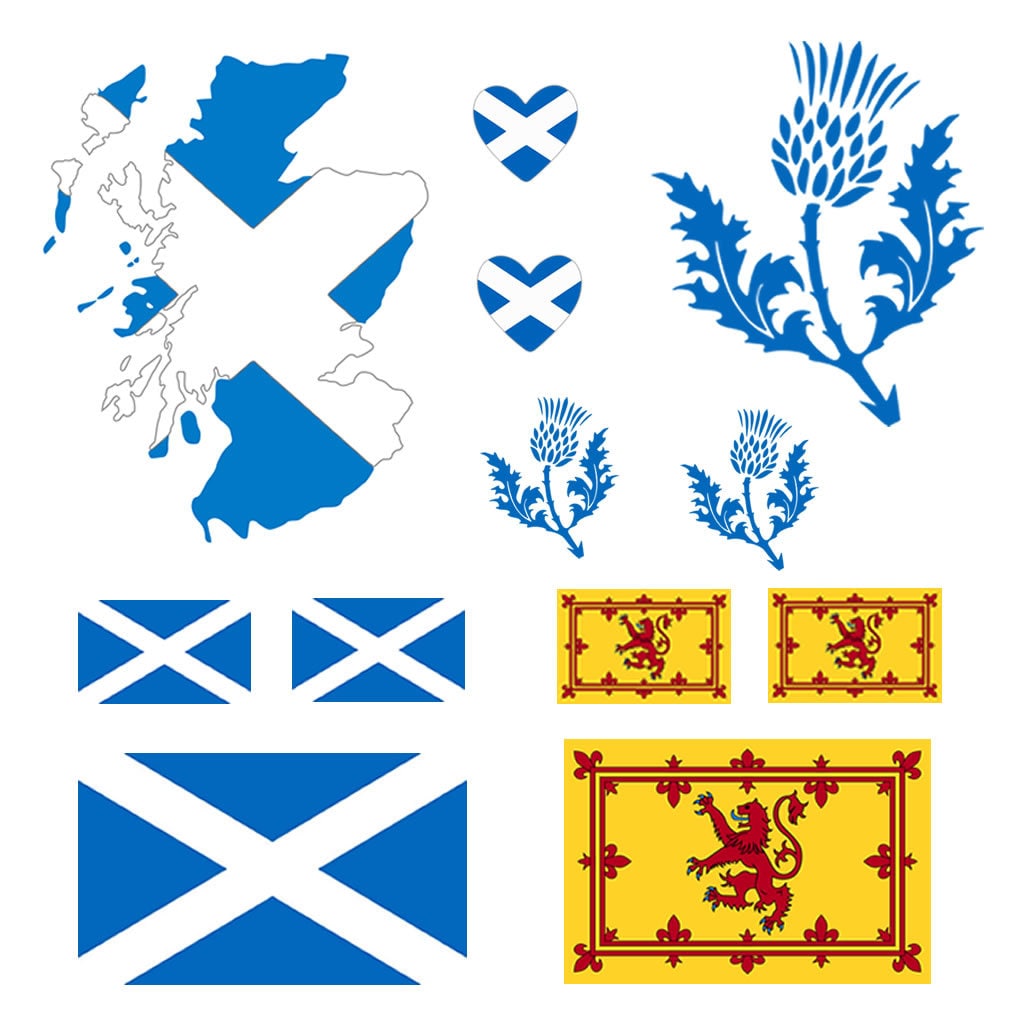 12 X Scotland Iron on Transfers for Fabrics Scottish Flag map thistle Scot heart