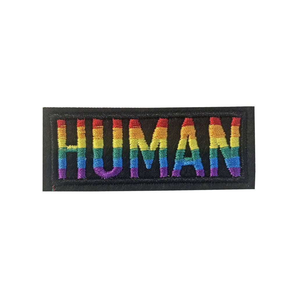 Human LGBT RAINBOW Embroidery Patch Iron on or Sew on Embroidered Motif Transfer lgbtq