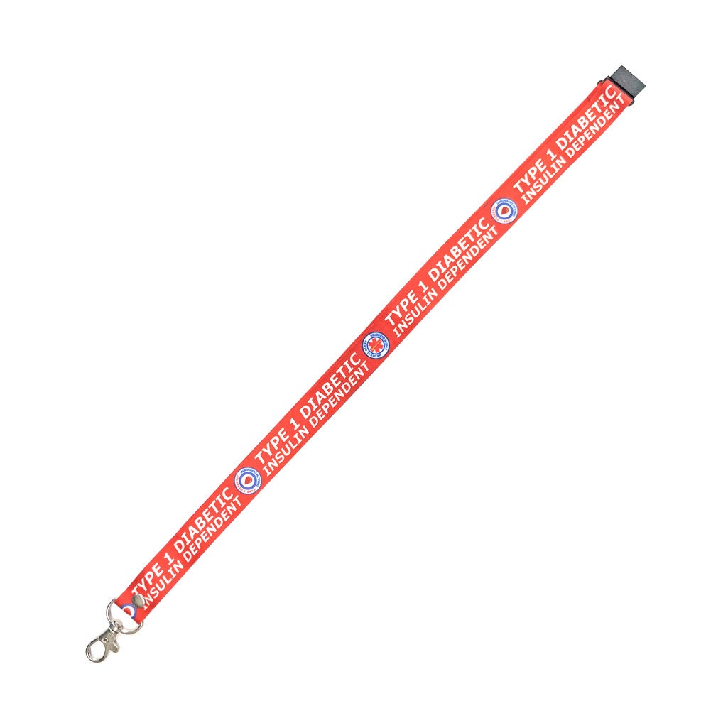 Type 1 Diabetic printed Lanyard - neck strap, ID holder Diabetes Medical Alert insulin dependent