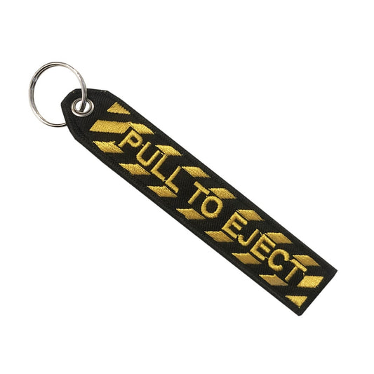 Pull to Eject Embroidered Key Chain Keyring Luggage Tag Zipper Pull Bag Key Ring