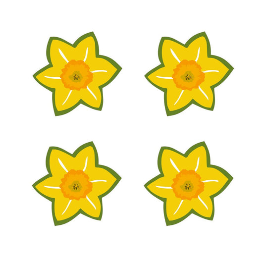 4 x Daffodil iron on transfer for fabrics wales / welsh national flower