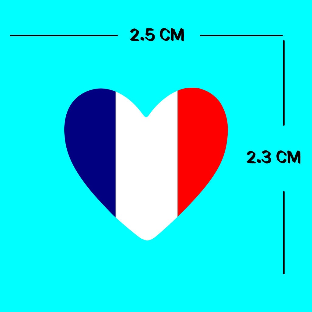 Set of 4 FRANCE Flag HEART iron on screen print transfer FRENCH day