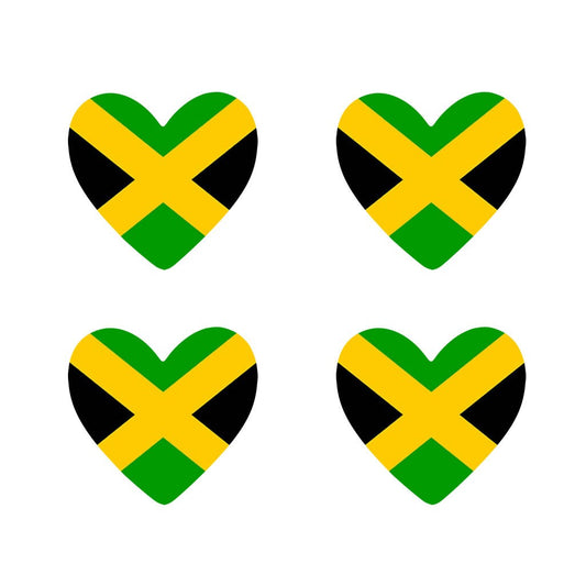 Set of 4 x Jamaica Flag HEART Iron on Transfer for fabric Jamaican patch