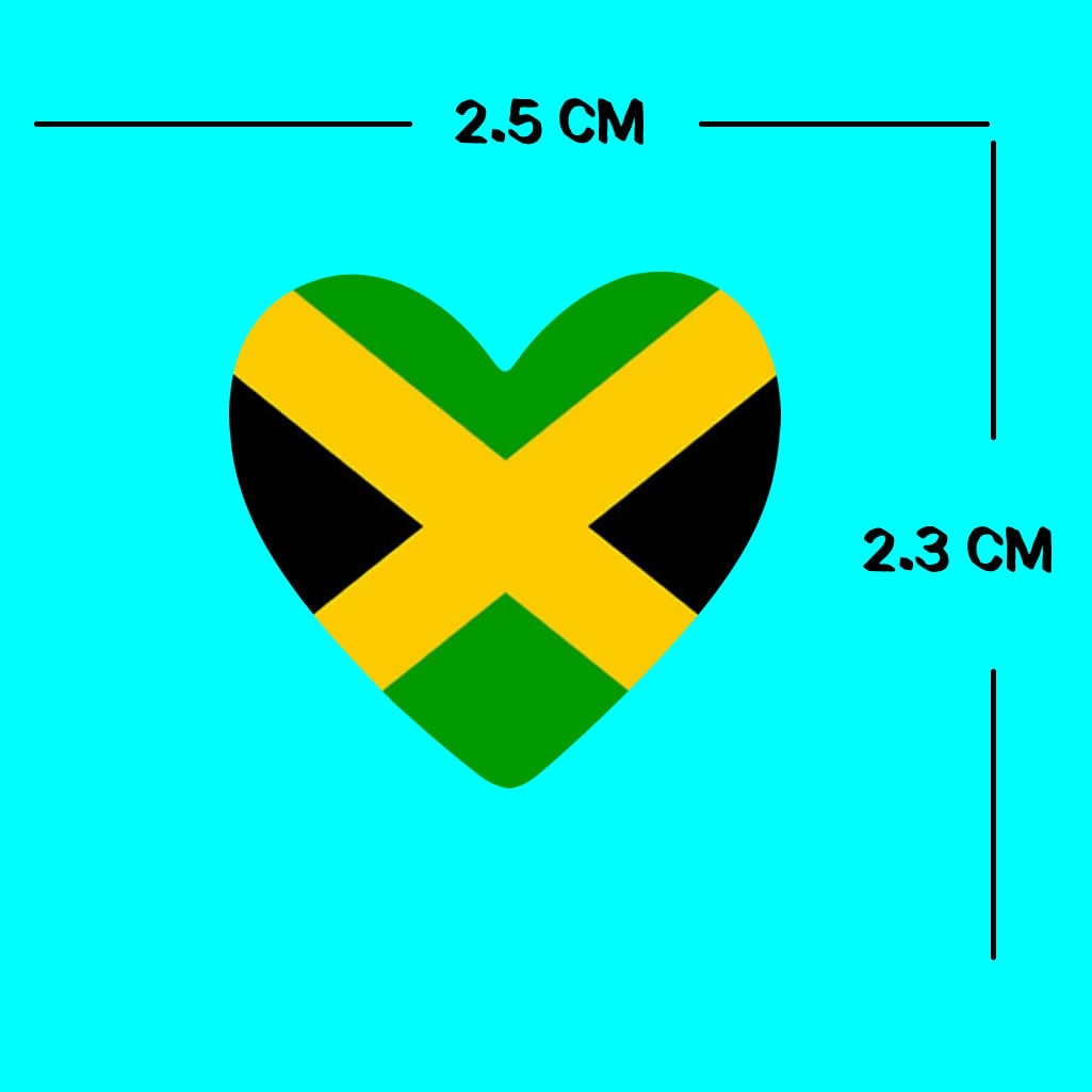 Set of 8 x Jamaica Flag Iron on Transfer for fabric Jamaican Heart Map Crest