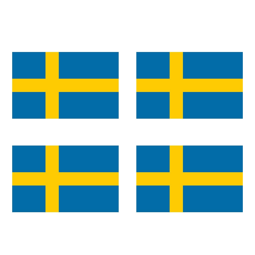 4 X Sweden Flag Temporary Tattoo Lasts 1 week Swedish Team