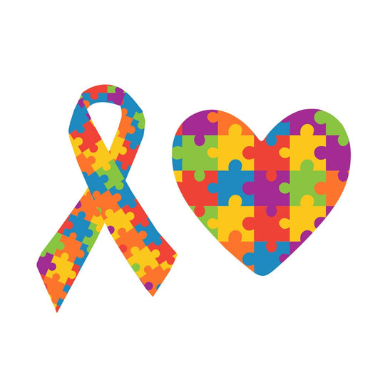 Set of 2 Autism Awareness Temporary Tattoo Waterproof Ribbon Jigsaw Heart