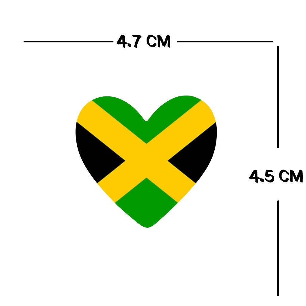 2 x Jamaica Flag Heart Temporary Tattoo Jamaican