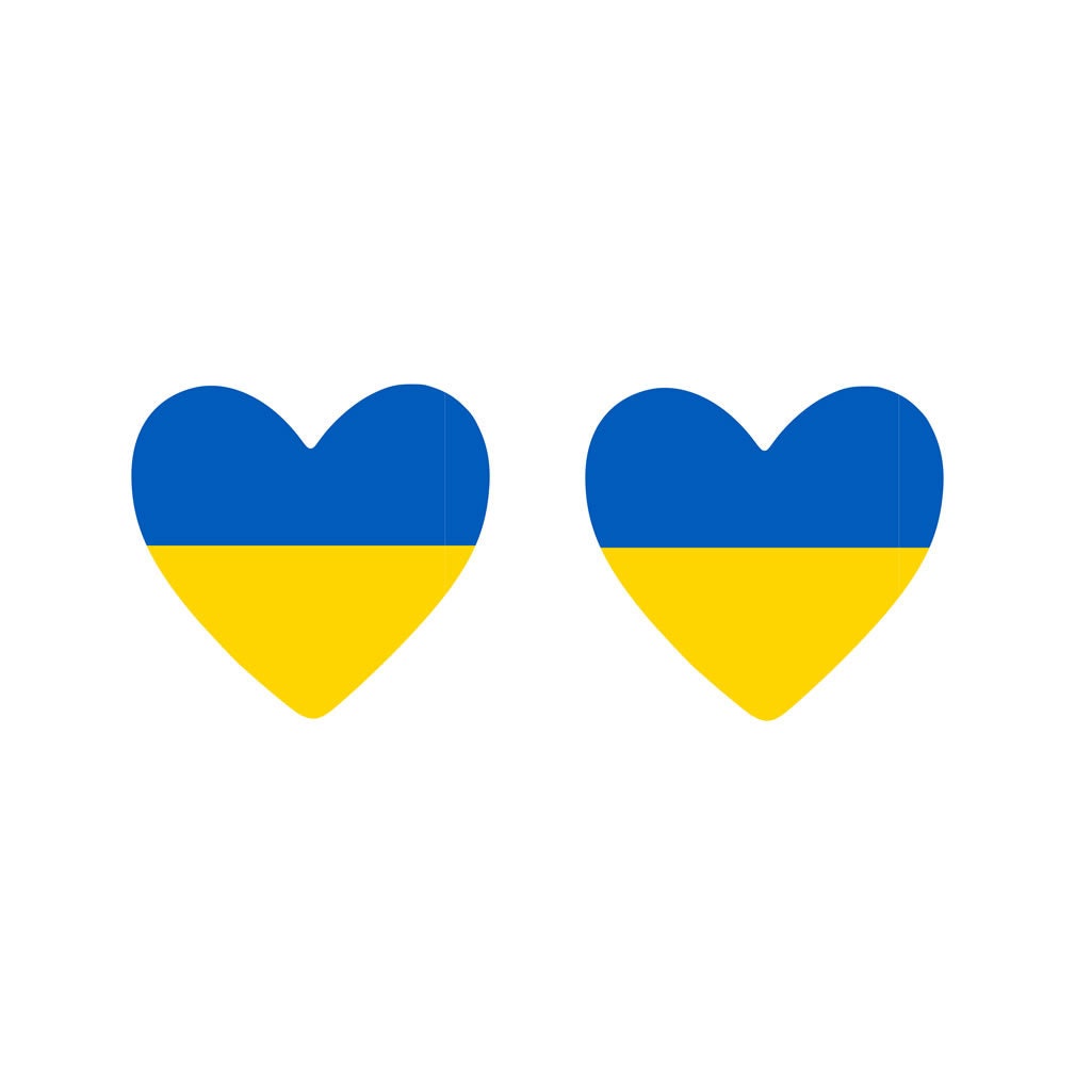 2 x Ukraine Flag Heart Temporary Tattoo Ukrainian