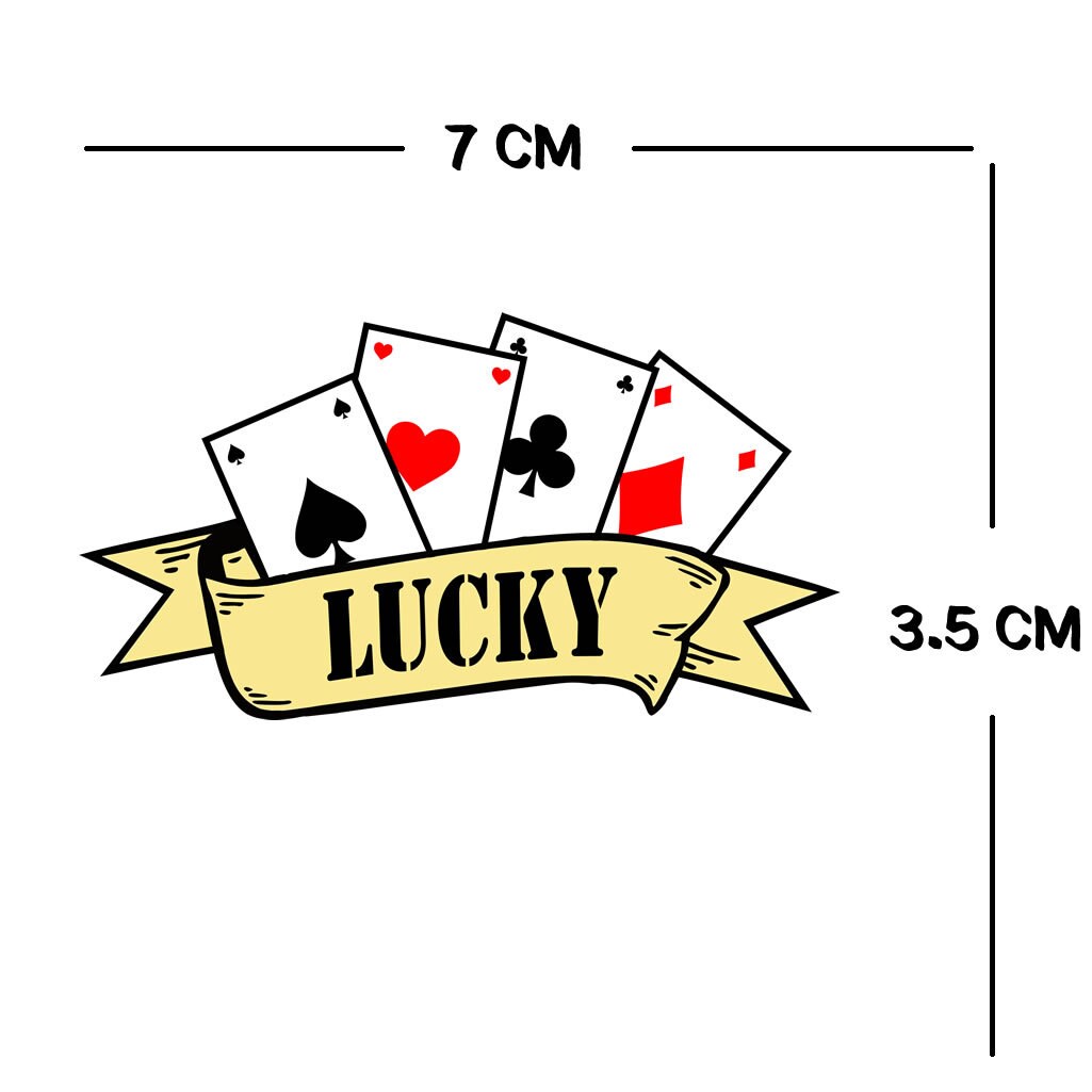 Lucky Temporary Tattoo Card suits ace of spades, heart, diamond, clubs.