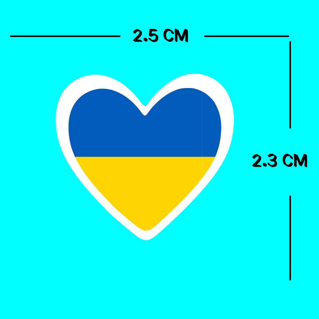 Set of 4 x UKRAINE Flag HEART Iron on Screen Print Transfers for Fabrics Machine Washable UKRAINIAN Flag patch