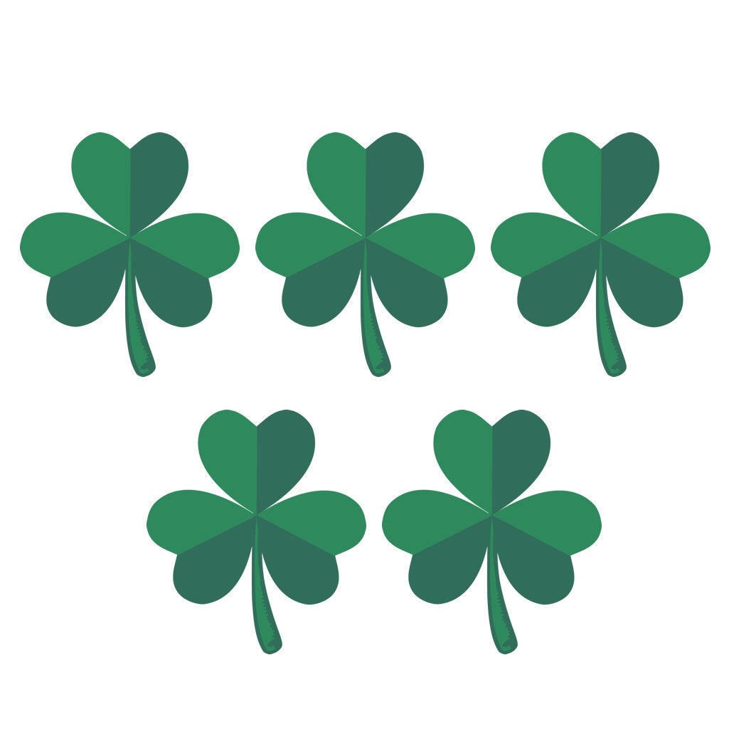 Set of 5X Irish Shamrock Iron on Screen Print Transfers for Fabrics Machine Washable Ireland patch