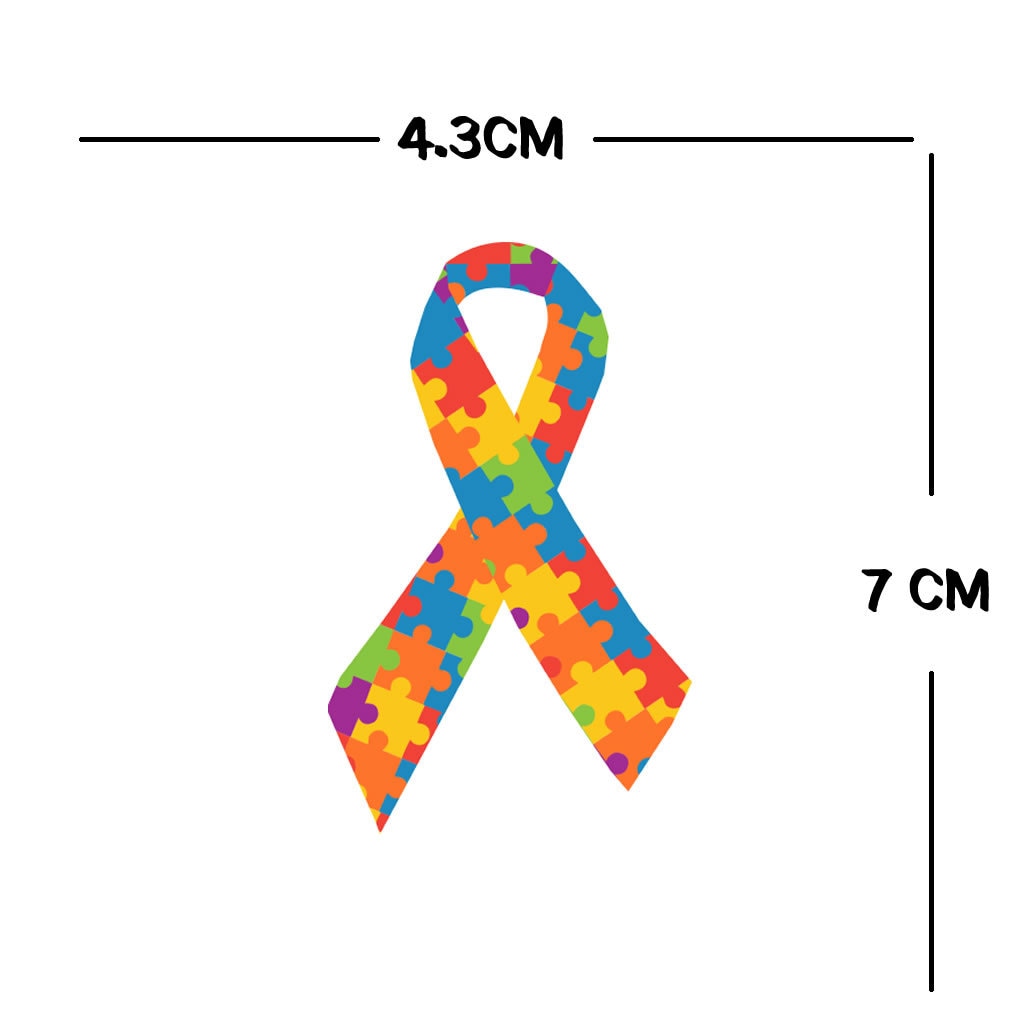 Set of 2 Autism Awareness Temporary Tattoo Waterproof Ribbon Jigsaw Heart