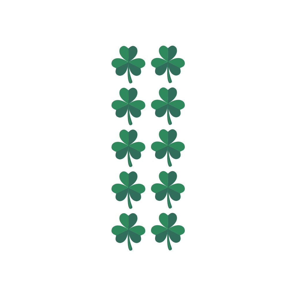 Set of 10 x Irish Shamrock Temporary Tattoo Waterproof Ireland leaf