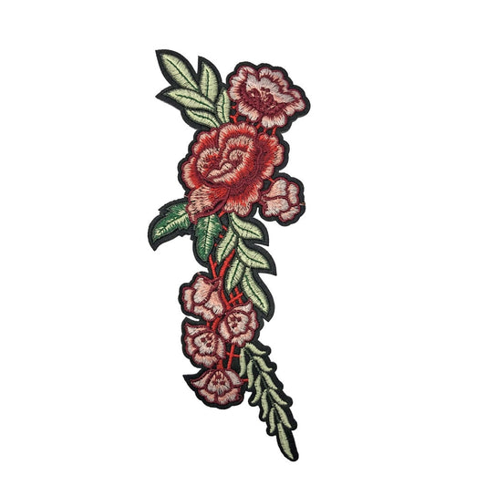 Large Floral Iron / Sew On Embroidered Patch Flower Badge Embroidery Motif