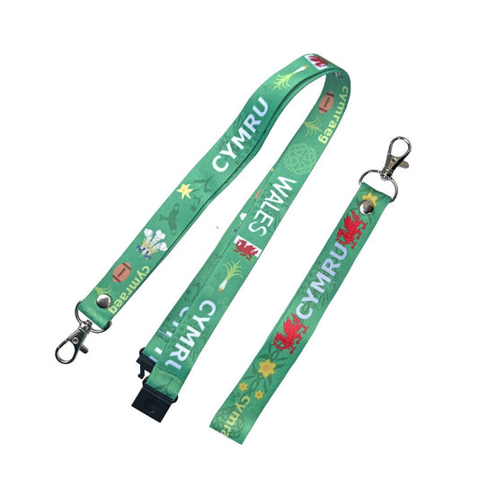 Wales Lanyard & Key tag SET - Welsh Dragon Cymru Daffodil symbols