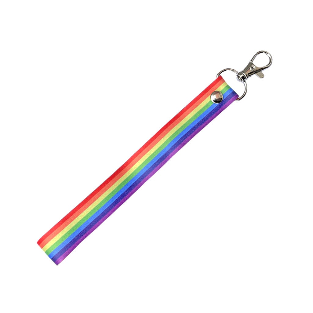 LGBT Rainbow Lanyard Key tag set - neck strap, ID holder lesbian gay Pride flag