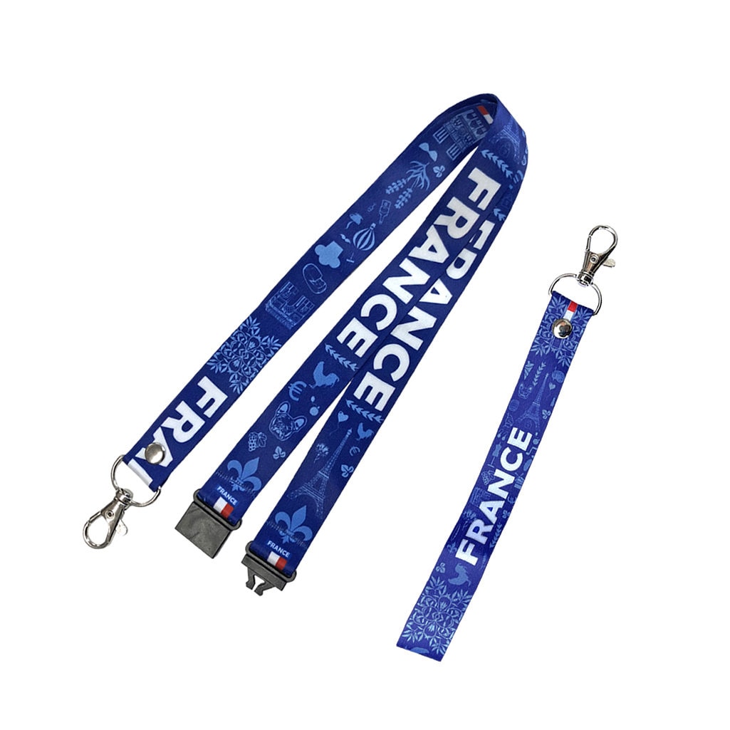 France Lanyard & Key tag SET - French Flag symbols French Day Eiffel tower