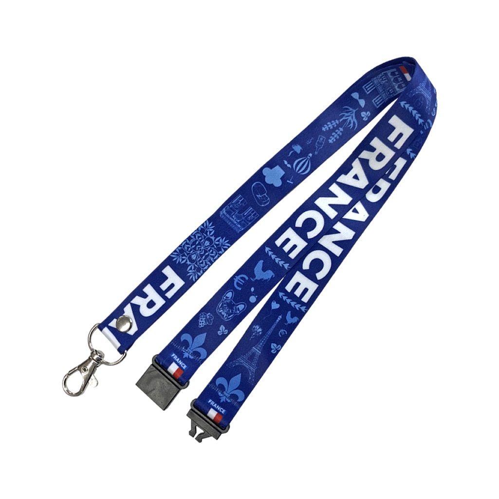 France Lanyard & Key tag SET - French Flag symbols French Day Eiffel tower