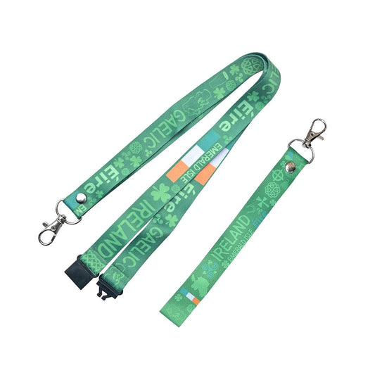 Ireland Lanyard & Key tag SET - Irish Flag shamrock Celtic Cross Symbols Eira Gaelic