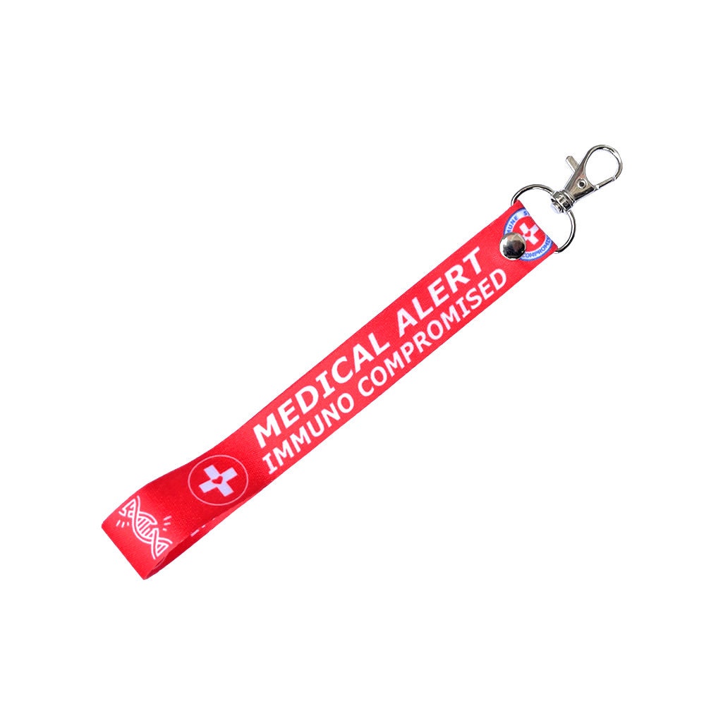 Immune System compromised Medical Alert Lanyard & Key tag SET Immuno Compromised