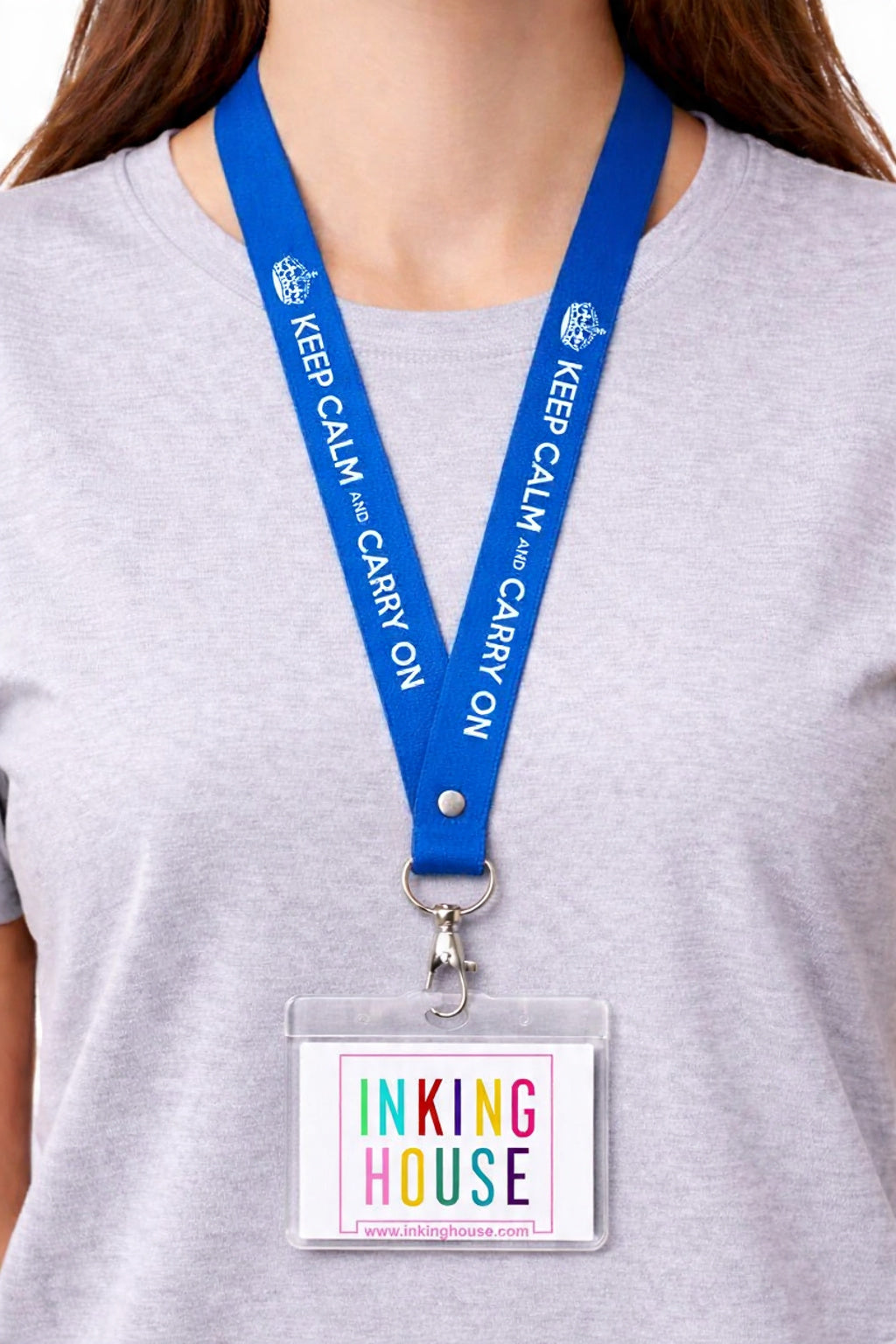 Keep Calm and Carry On printed Lanyard neck strap, ID HOLDER Safety Breakaway Clip UK Stock