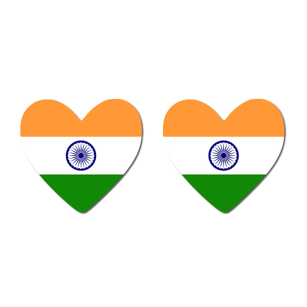 2 × India Flag Heart Temporary Tattoos – Indian Team Support Face Body art