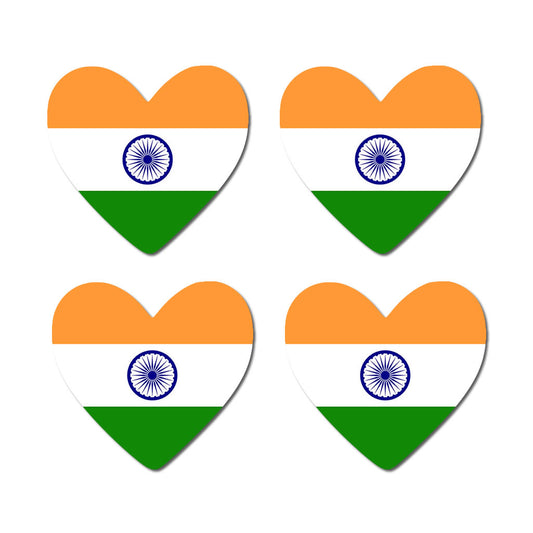 4 X India flag Heart Iron on transfer