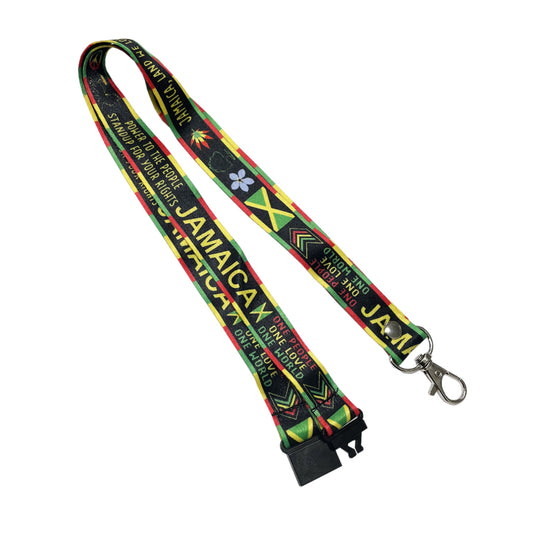 JAMAICA printed Lanyard - neck strap, ID holder Jamaican flag one love