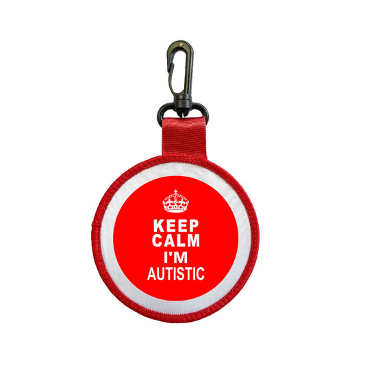 Keep Calm I'm Autistic Tag Pull Bag Key Ring Keyring autism awareness