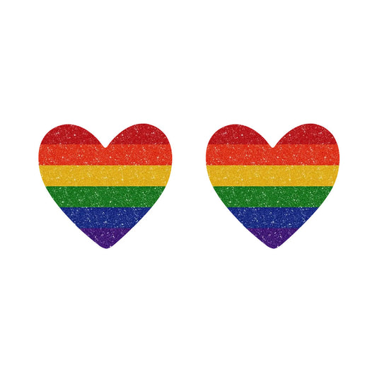 2 x  LGBT RAINBOW Heart Flag Temporary Tattoo glitter effect lesbian gay pride