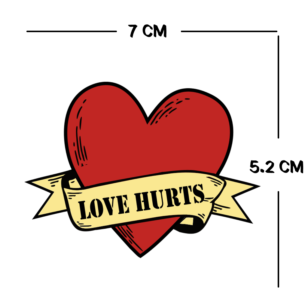 Love Hurts heart Temporary Tattoo long lasting Valentine's day
