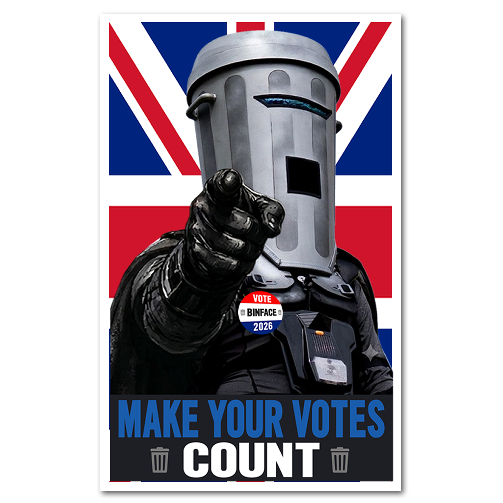 Make your votes COUNT Waterproof Vinyl Matte Sticker Label, 4 Pack, count binface