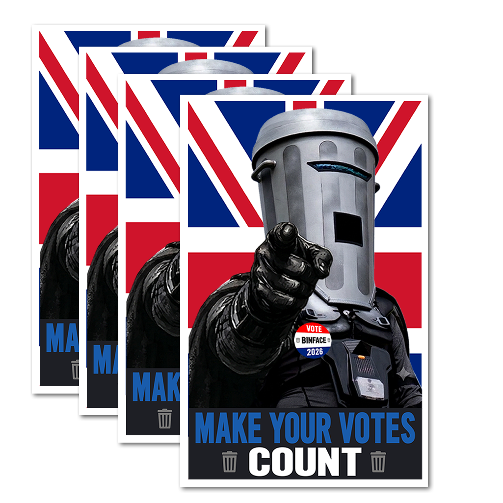 Make your votes COUNT Waterproof Vinyl Matte Sticker Label, 4 Pack, count binface