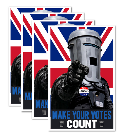 Make your votes COUNT Waterproof Vinyl Matte Sticker Label, 4 Pack, count binface