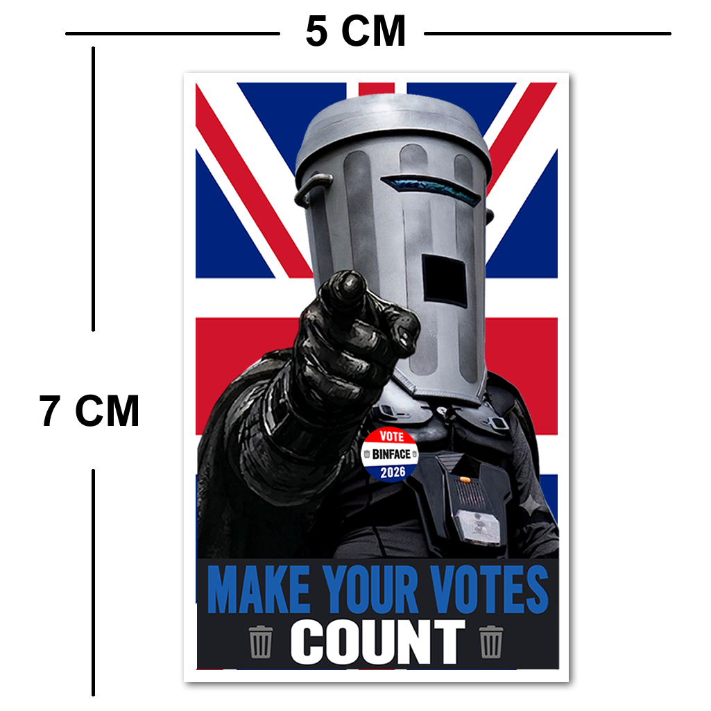 Make your votes COUNT Waterproof Vinyl Matte Sticker Label, 4 Pack, count binface